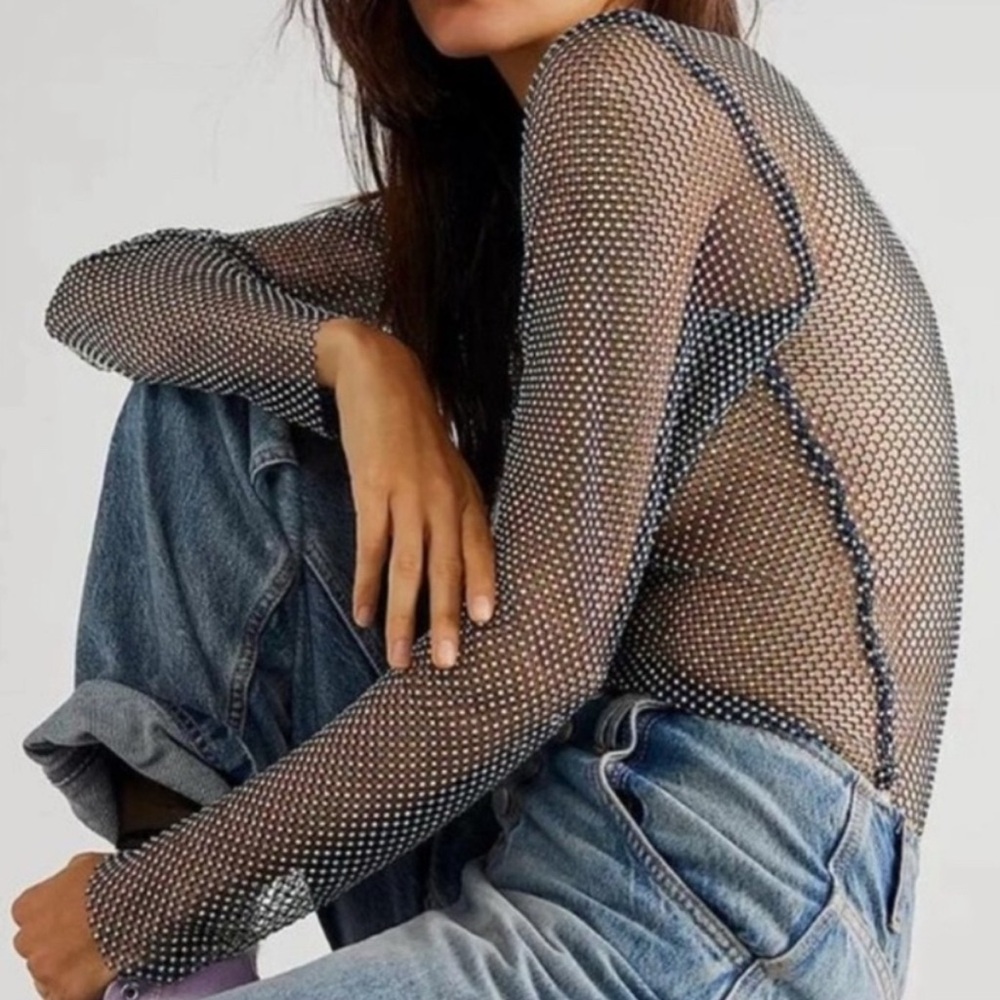 NWT - FREE PEOPLE - FILTER FINISH MESH METALLIC